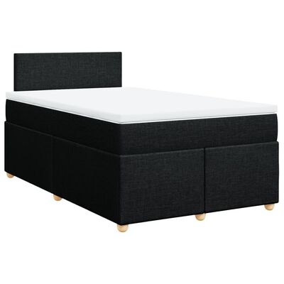 vidaXL Sommier à lattes de lit avec matelas Noir 120x200 cm Tissu