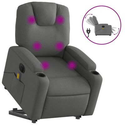 vidaXL Fauteuil inclinable de massage électrique Gris foncé Tissu