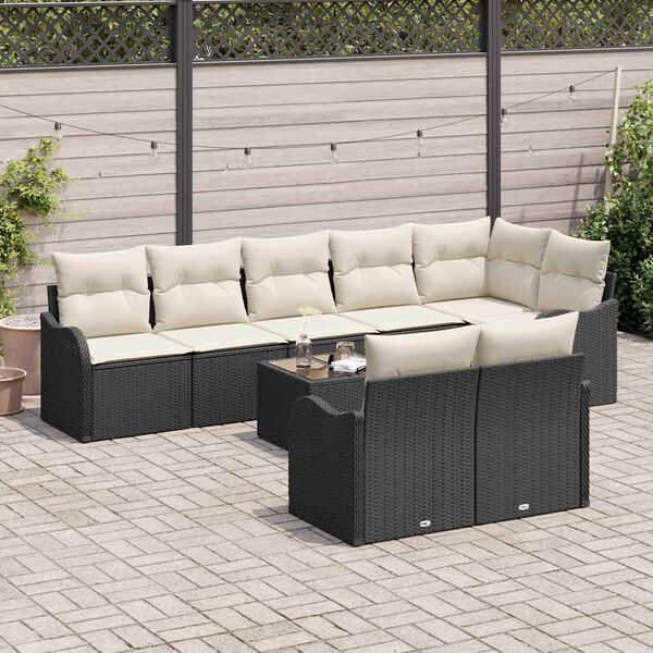 vidaXL Ensemble de canap&eacute; de jardin Noir polyrotin