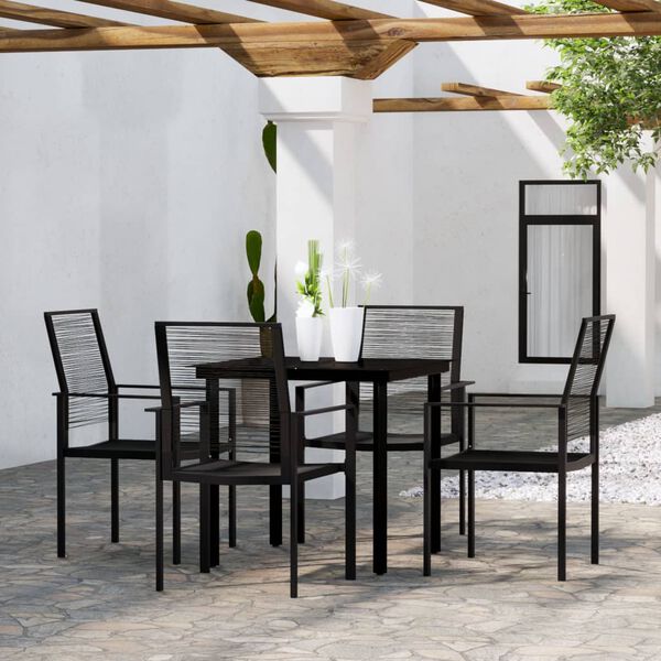 vidaXL Ensemble &agrave; manger de jardin 5 pcs Noir