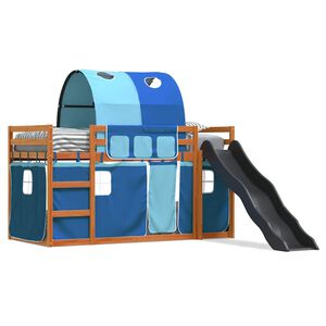 vidaXL Lit superpos&eacute; sans matelas avec toboggan et rideaux 90x200 cm