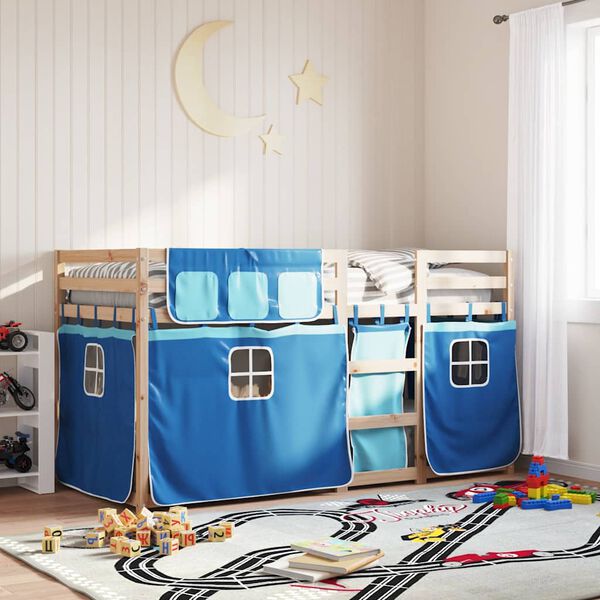 vidaXL Lit superpos&eacute; sans matelas bleu 80x200 cm bois de pin massif