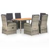 vidaXL Ensemble &agrave; manger de jardin et coussins 7 pcs gris rotin