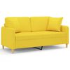 vidaXL Canap&eacute; 2 places avec oreillers jaune clair 140 cm tissu