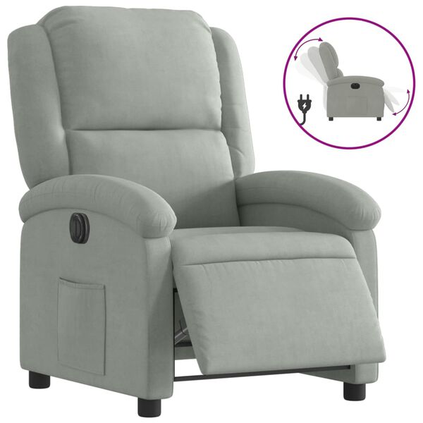vidaXL Fauteuil inclinable &eacute;lectrique gris clair velours