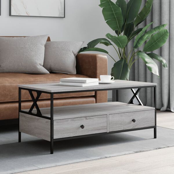 vidaXL Table basse sonoma gris 100x51x45 cm bois d'ing&eacute;nierie