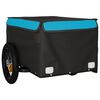 vidaXL Remorque de v&eacute;lo noir et bleu 30 kg fer
