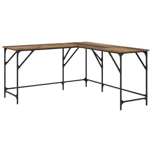 vidaXL Bureau Bois Ancien Bois d'ing&eacute;nierie 149 x 149 x 75 cm