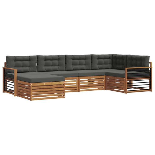 vidaXL Ensemble de canap&eacute;s d'ext&eacute;rieur 6 pcs Naturel et Anthracite