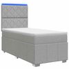 vidaXL Lit boxspring LED avec matelas Gris clair 100 x 200 cm Tissu
