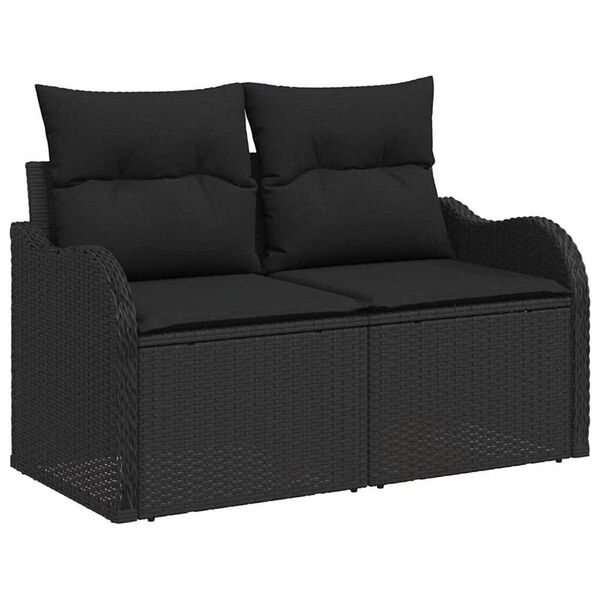 vidaXL Ensemble de canap&eacute; de jardin 9 pcs Noir polyrotin