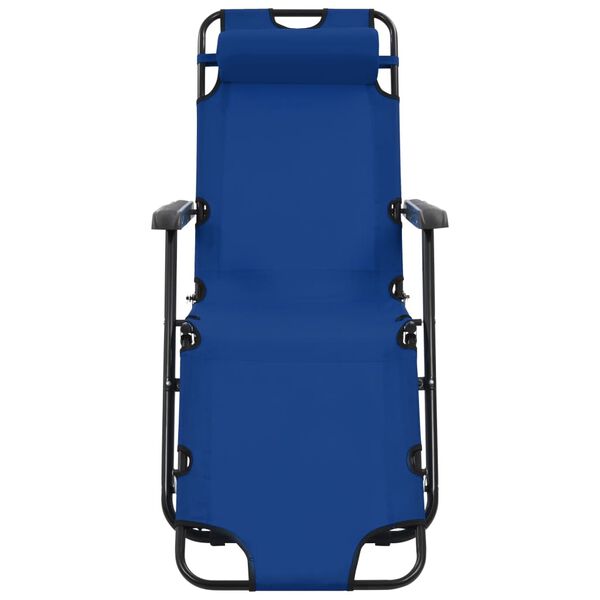 vidaXL Chaises longues pliables 2 pcs avec repose-pied Acier Bleu