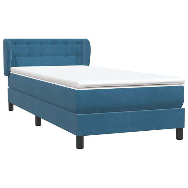 vidaXL Sommier &agrave; lattes de lit et matelas bleu fonc&eacute; 100x220cm velours