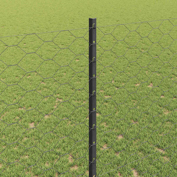 vidaXL Cl&ocirc;ture avec poteau Gris 1,4 x 25 m Acier