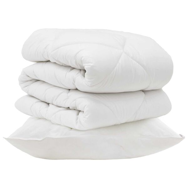 vidaXL Couette avec oreiller 2 pcs Blanc Microfibre