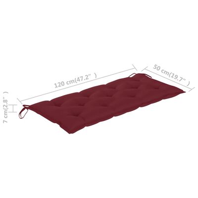 vidaXL Balancelle avec coussin rouge bordeaux 170 cm Bois de teck