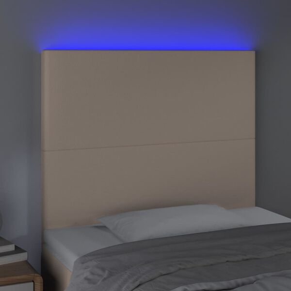 vidaXL T&ecirc;te de lit &agrave; LED Cappuccino 90x5x118/128 cm Similicuir