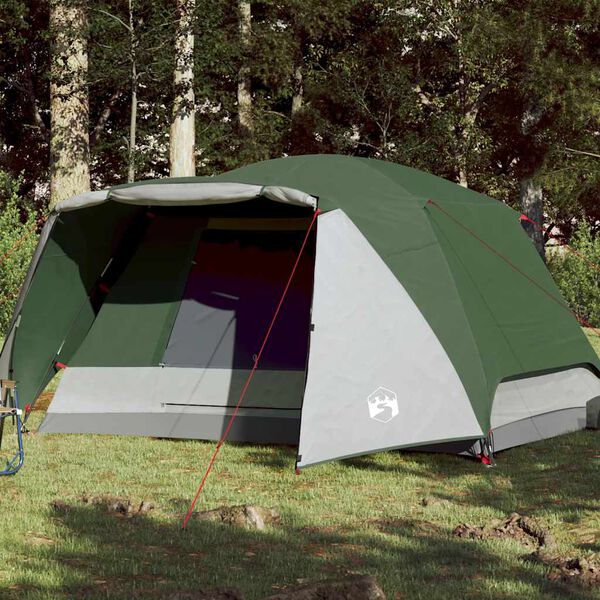 vidaXL Tente familiale avec porche 6 personnes vert imperm&eacute;able