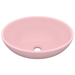 vidaXL Lavabo ovale de luxe Rose mat 40x33 cm C&eacute;ramique
