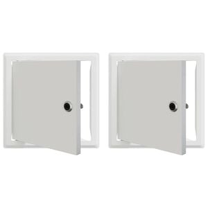 vidaXL Panneau d'Acc&egrave;s 2 pc Blanc 23 x 23 x 3 cm Acier