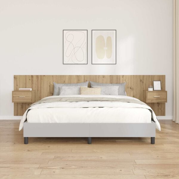 vidaXL T&ecirc;te de lit avec armoire avec tiroir 3 pcs Ch&ecirc;ne artisanal