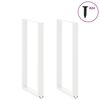 vidaXL Pieds de table de bar en U, 2 pièces, blanc, 60 x (110-111) cm, acier