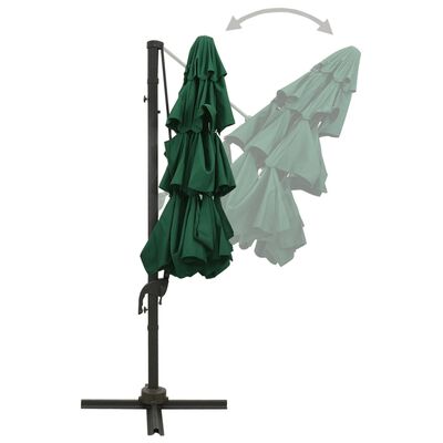 vidaXL Parasol de jardin à 4 niveaux avec mât en aluminium vert 3x3 m