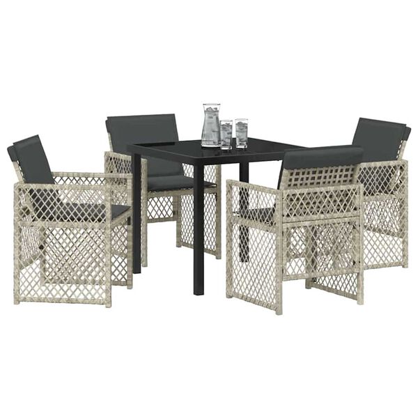vidaXL Ensemble de salle &agrave; manger pour jardin 5 pcs Gris clair