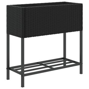 vidaXL Jardini&egrave;re avec &eacute;tag&egrave;re noir r&eacute;sine tress&eacute;e
