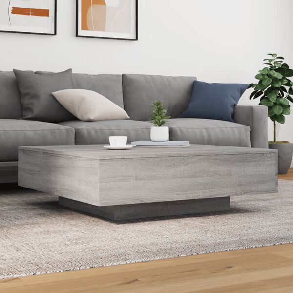 vidaXL Table basse avec lumi&egrave;res LED sonoma gris 100x100x31 cm