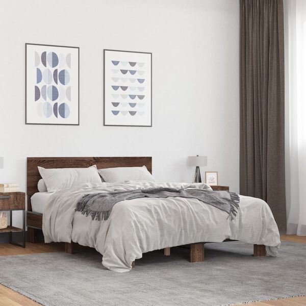 vidaXL Cadre de lit sans matelas ch&ecirc;ne marron 120x190 cm