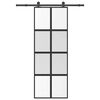 vidaXL Porte coulissante kit de quincaillerie tremp&eacute; verre aluminium