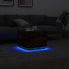 vidaXL Table basse avec lumi&egrave;res LED ch&ecirc;ne fum&eacute; 50x50x40 cm