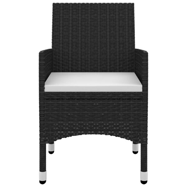 vidaXL Ensemble &agrave; manger de jardin coussins 3 pcs R&eacute;sine tress&eacute;e Verre