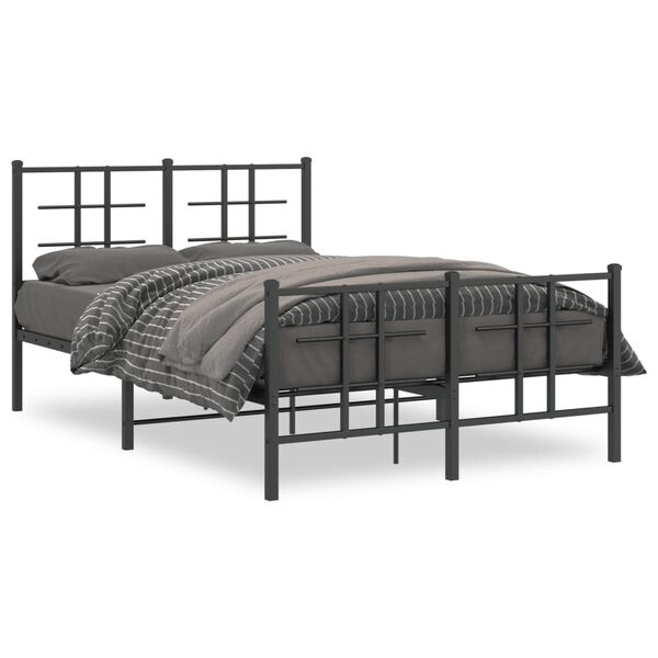 vidaXL Cadre de lit m&eacute;tal sans matelas avec pied de lit noir 120x190cm
