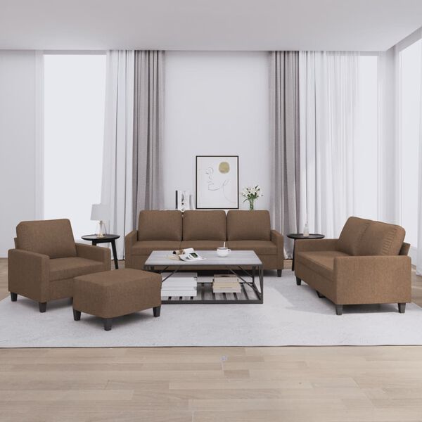 vidaXL Ensemble de canap&eacute;s 4 pcs avec coussins Marron Tissu