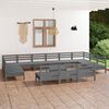 vidaXL Salon de jardin 14 pcs Gris Bois de pin massif