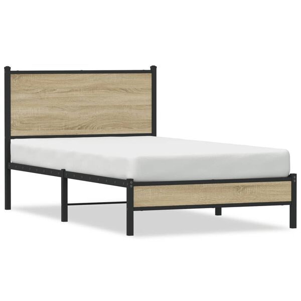 vidaXL Cadre de lit en m&eacute;tal sans matelas ch&ecirc;ne sonoma 100x190 cm