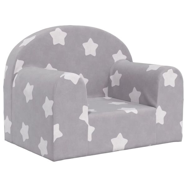 vidaXL Canap&eacute; pour enfants Gris clair avec &eacute;toiles Peluche douce