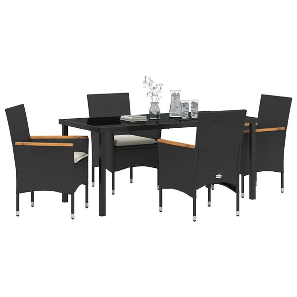 vidaXL Ensemble de salle &agrave; manger pour jardin 5 pcs Noir polyrotin