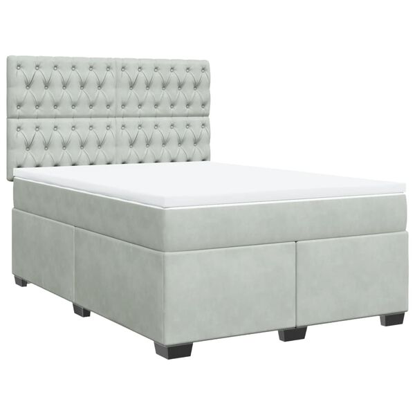vidaXL Sommier &agrave; lattes de lit et matelas Gris clair 140x200cm Velours