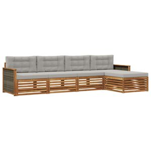 vidaXL Ensemble de canap&eacute;s d'ext&eacute;rieur 5 pcs Naturel et gris clair