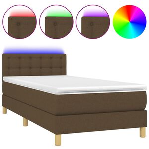 vidaXL Sommier &agrave; lattes de lit et matelas et LED Marron fonc&eacute; 80x200cm