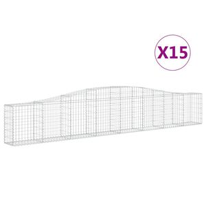 vidaXL Paniers &agrave; gabions arqu&eacute;s 15 pcs 400x30x60/80 cm Fer galvanis&eacute;