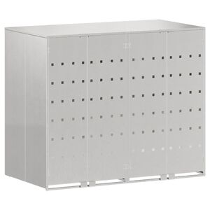 vidaXL Rangement de poubelle &agrave; roulettes pour 3 poubelles Argent