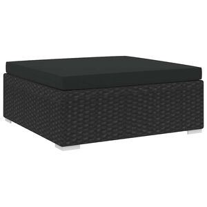 vidaXL Repose-pied sectionnel 1 pc avec coussin R&eacute;sine tress&eacute;e Noir