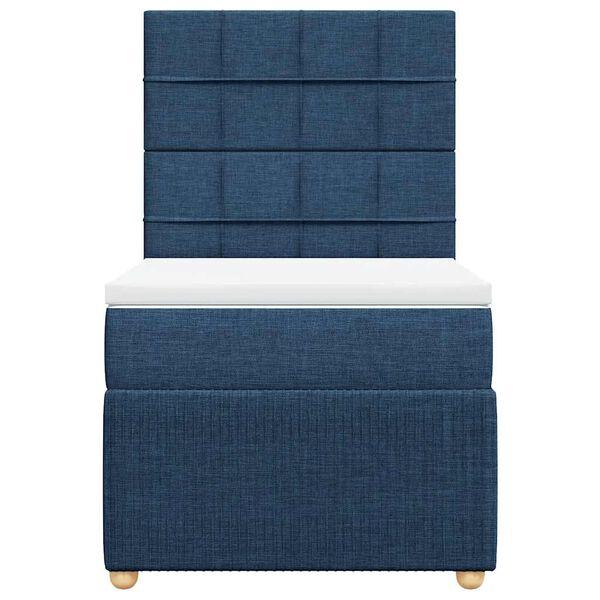 vidaXL Sommier &agrave; lattes de lit avec matelas Bleu 100x200 cm Tissu