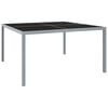vidaXL Table de jardin 130x130x72 cm Gris Acier et verre