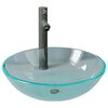 vidaXL Lavabo de bain avec robinet et drain à poussoir Verre trempé