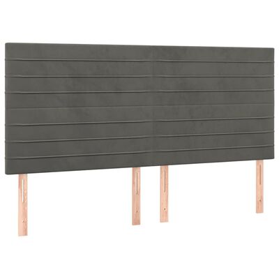 vidaXL Tête de lit à LED Gris foncé 200x5x118/128 cm Velours